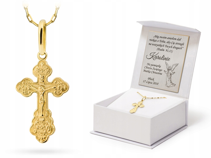 Zlatý Komplet pr. 585 Řetízek 50 cm a pravoslavný křížek 14k