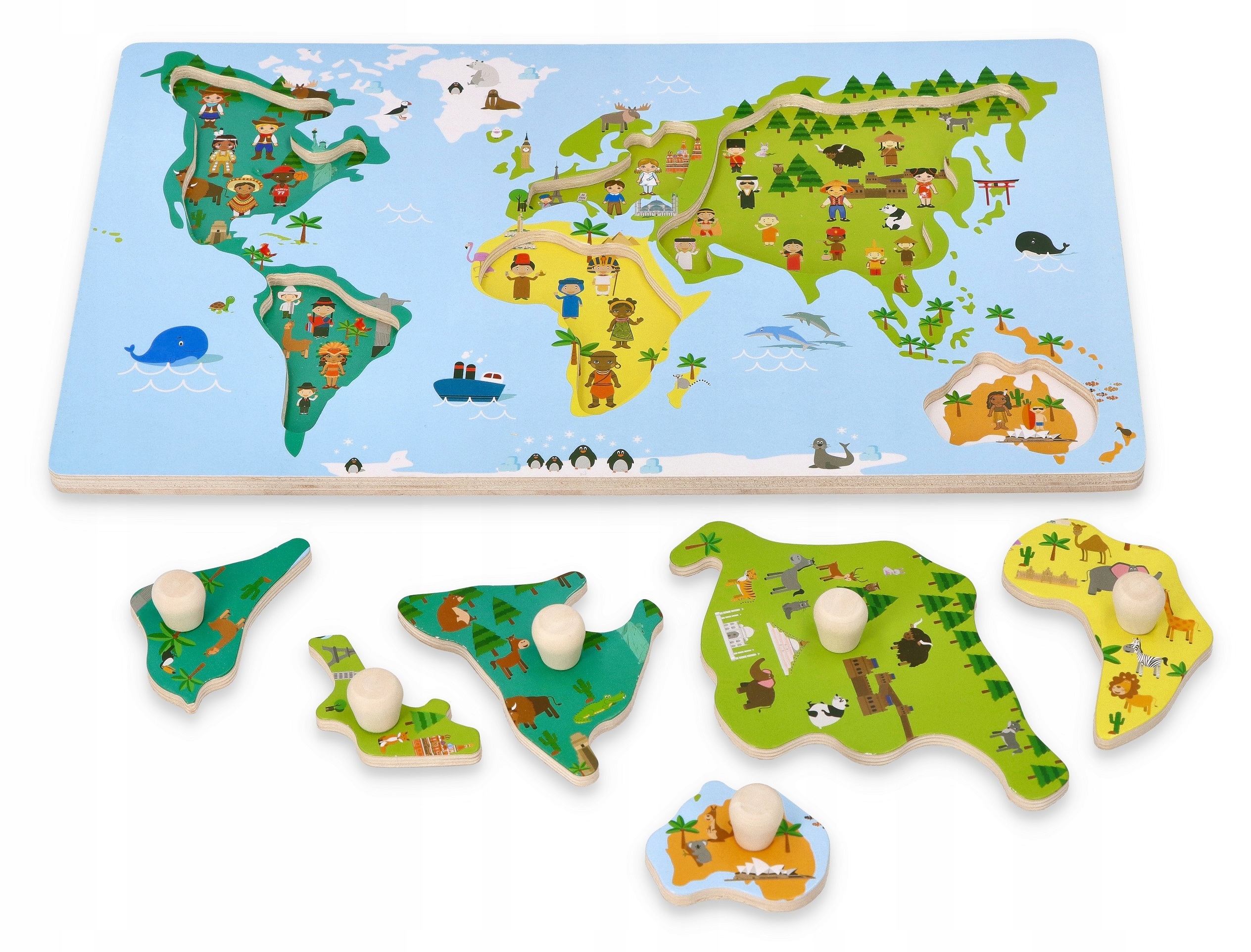 

Zabawki dla dzieci Puzzle Montessori Mapa świata