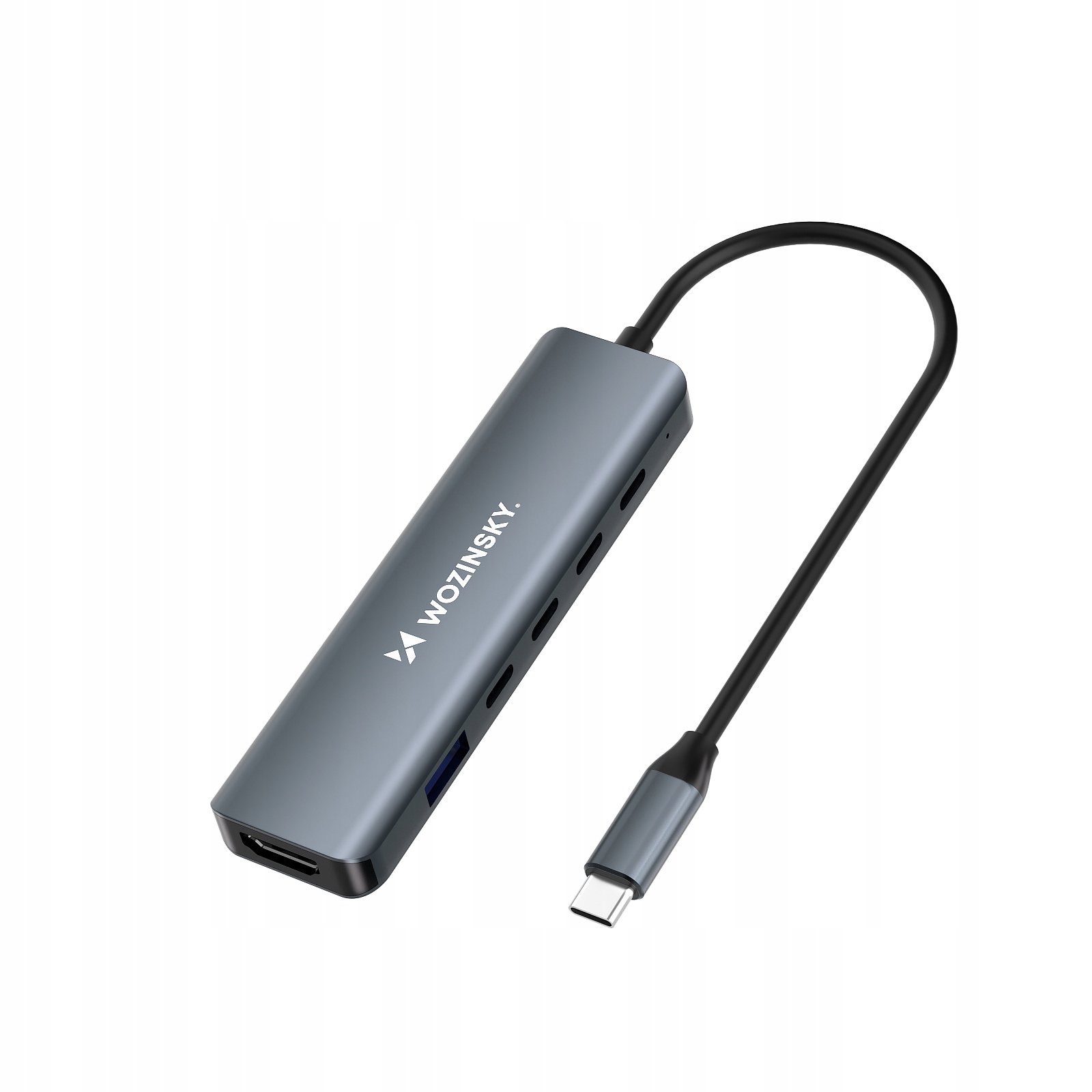 6v1 Hub rozbočovač Usb-a Usb-c DisplayPort Hdmi šedý