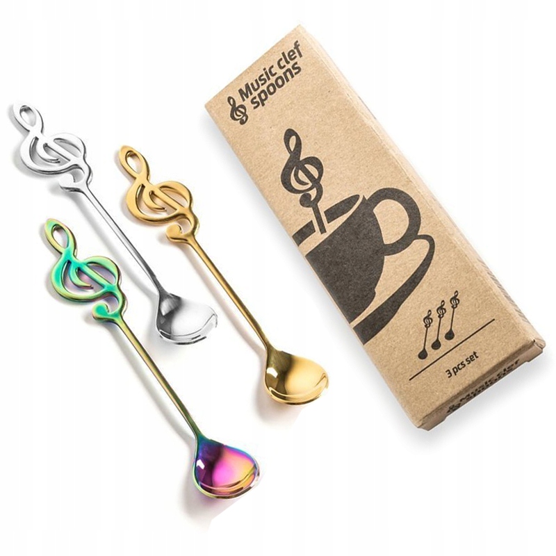 

Kolorowe Łyżeczki Do Herbaty Klucz Wiolinowy 3szt