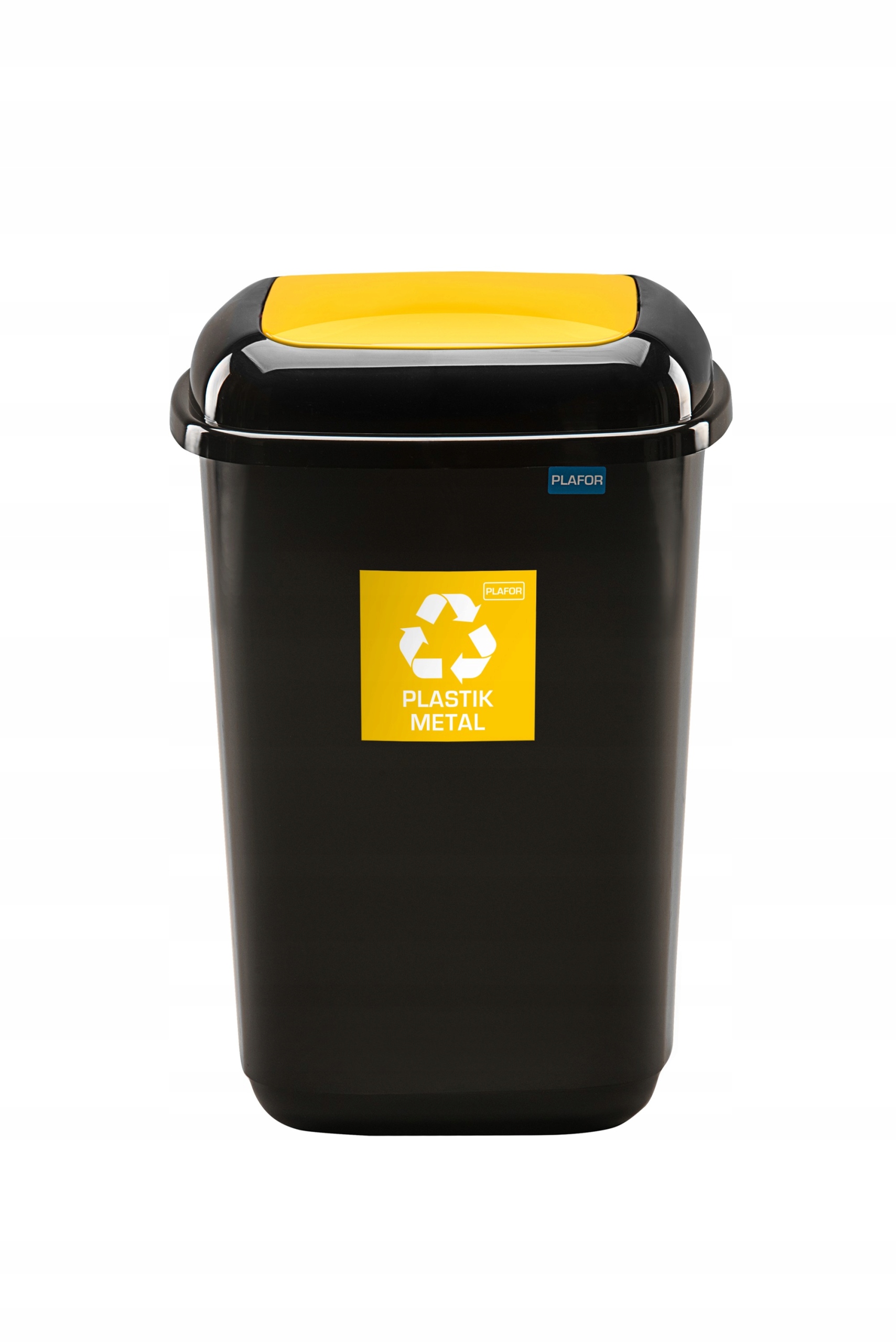 Levně Koš Na Kov Plast S Výklopným Žlutým Víkem 45L