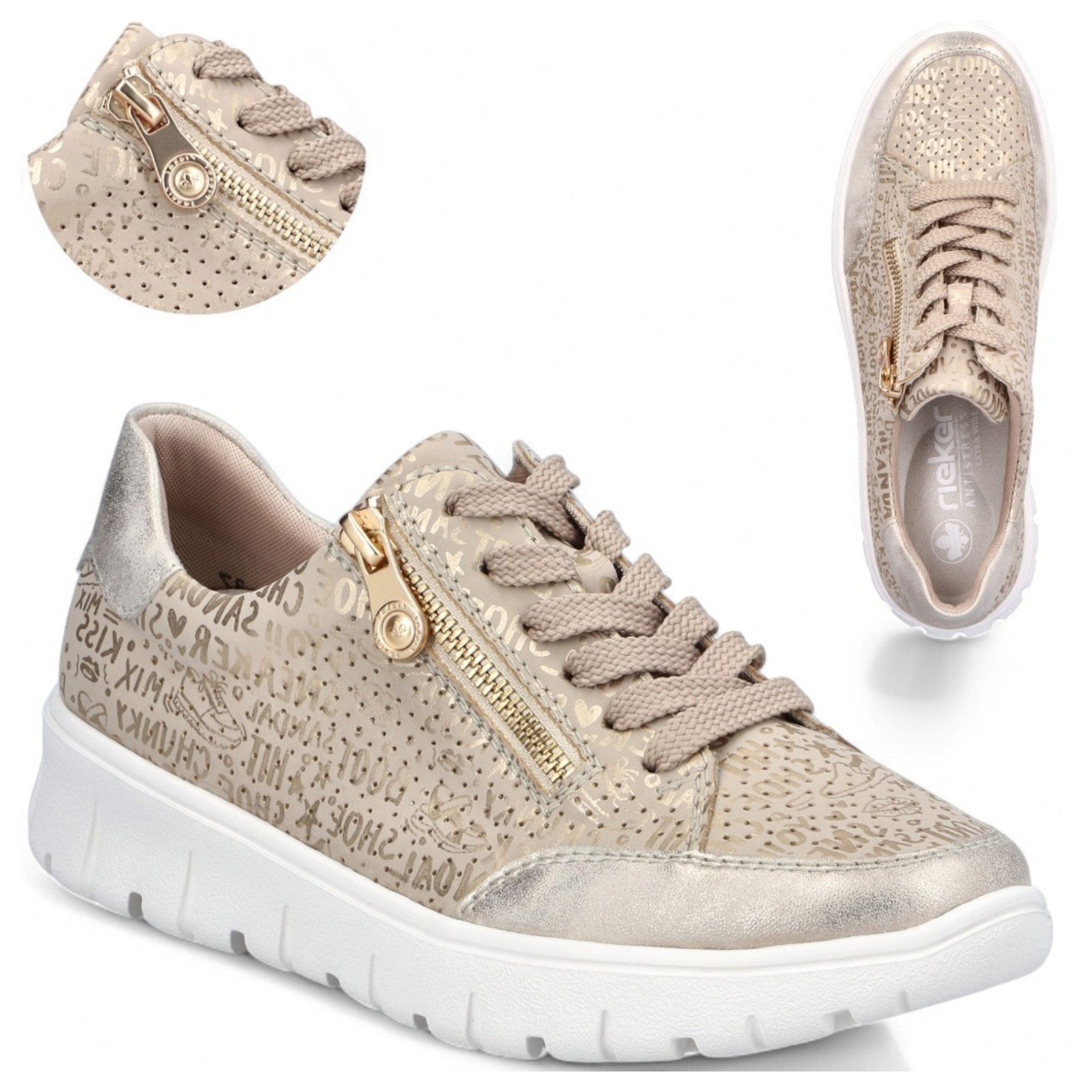 38 Rieker Dámské šněrovací tenisky Letní sportovní obuv Ažurové polobotky