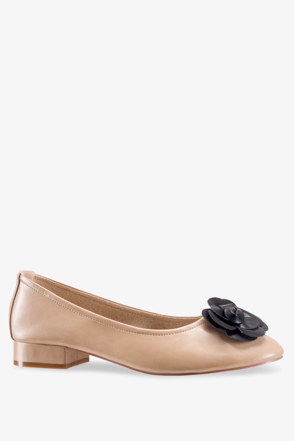 BALERINY DAMSKIE Z OZDOBNYM KWIATEM WSUWANE PÓŁBUTY SKÓRZANA WKŁADKA r 37 Stan opakowania oryginalne