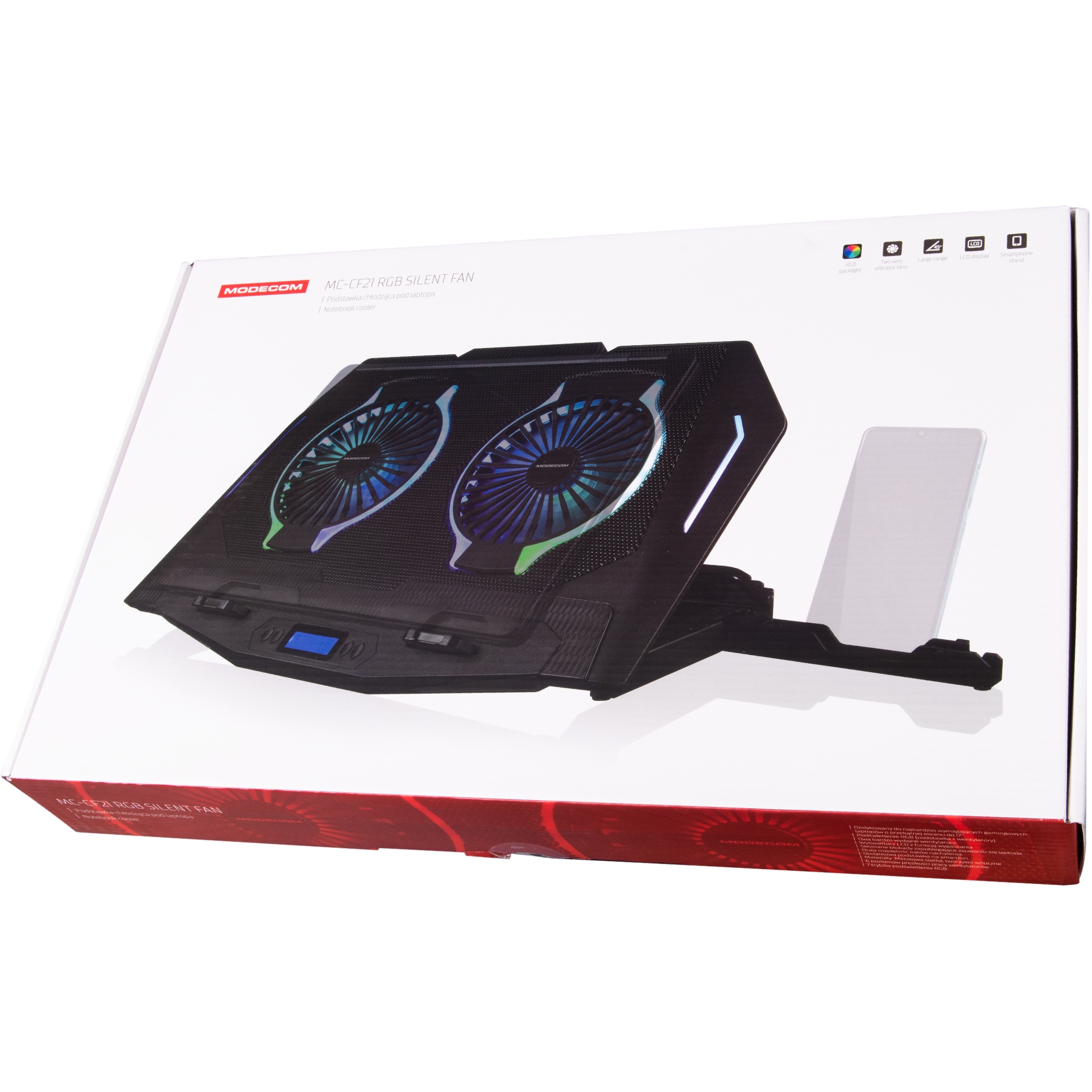 PODKŁADKA CHŁODZĄCA POD LAPTOPA 15,6 do 17,3 CALA Z DWOMA WENTYLATORAMI RGB Informacje o bezpieczeństwie CE