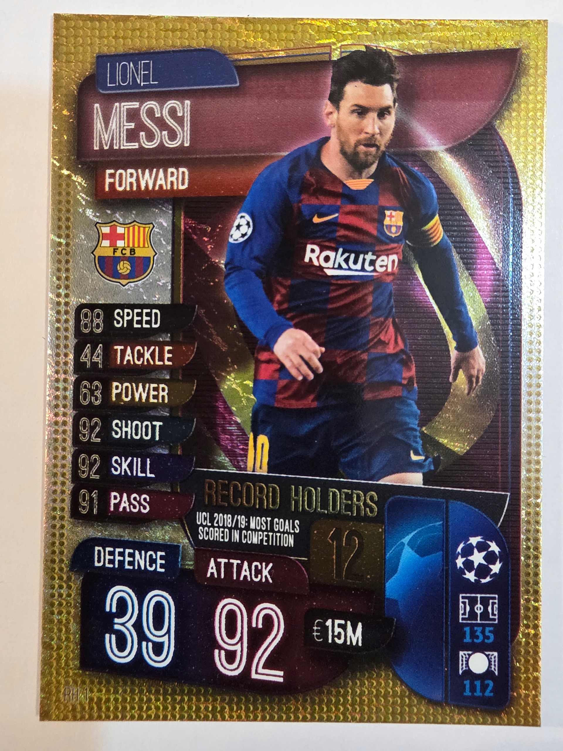 2019-20 Topps Match Attax Lionel Messi Fc Barcelona Record Holders /A88
