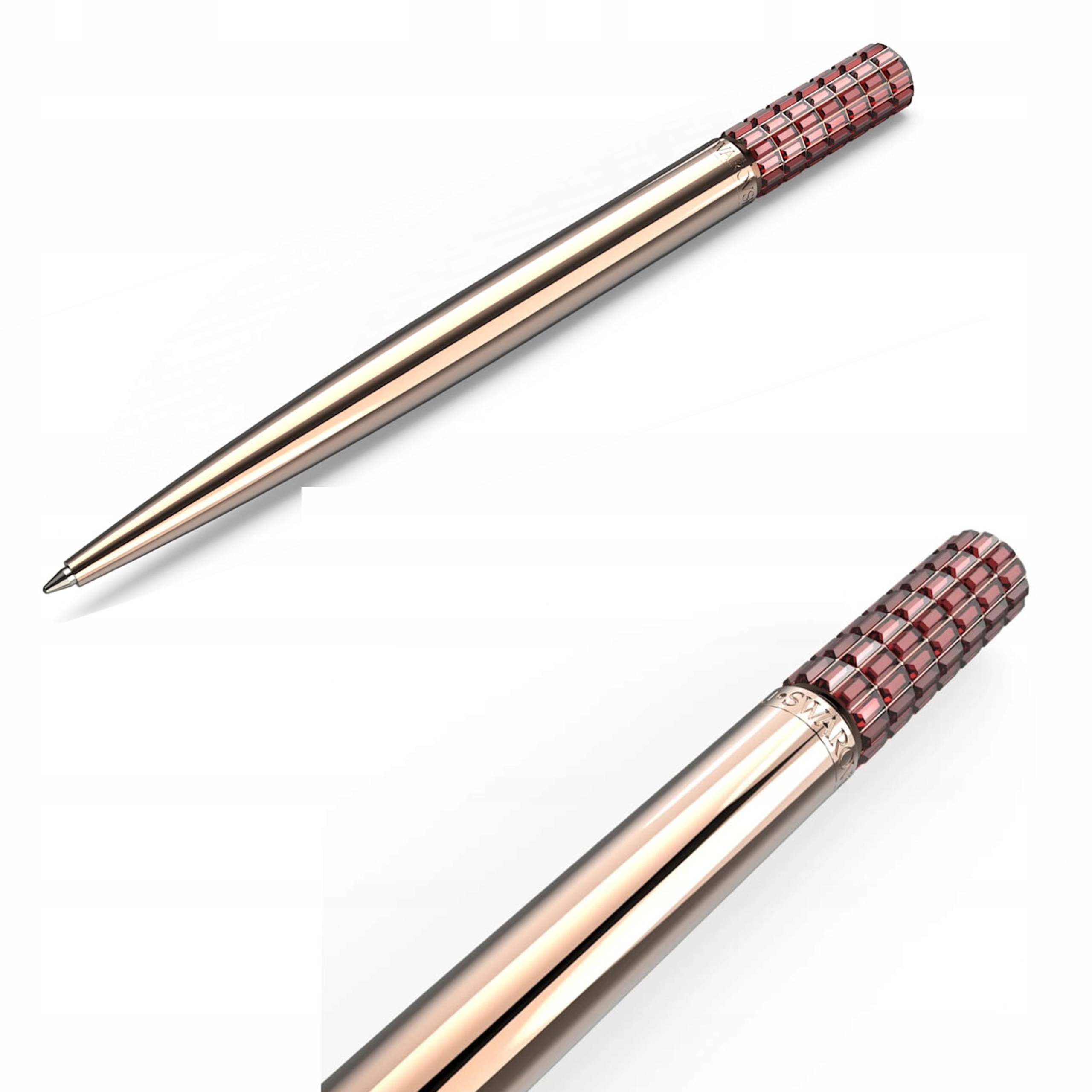 Długopis Swarovski Lucent Kolor różowego złota Kryształki róż Logo Obrotowy