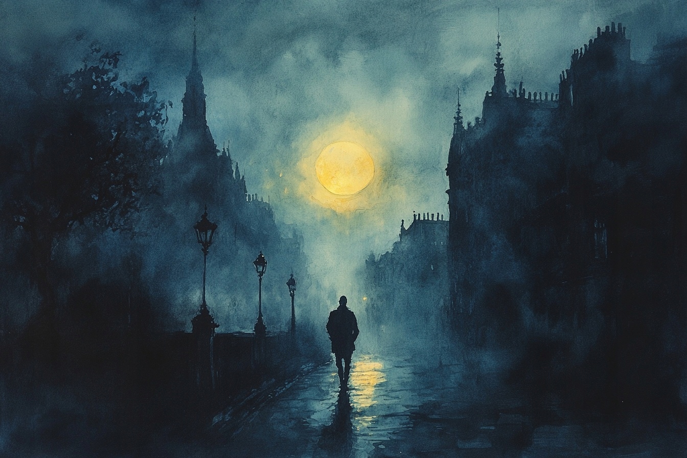 Obraz Na Plátně Canvas Město Ulice Měsíc Noc Temnota Procházka 120x80