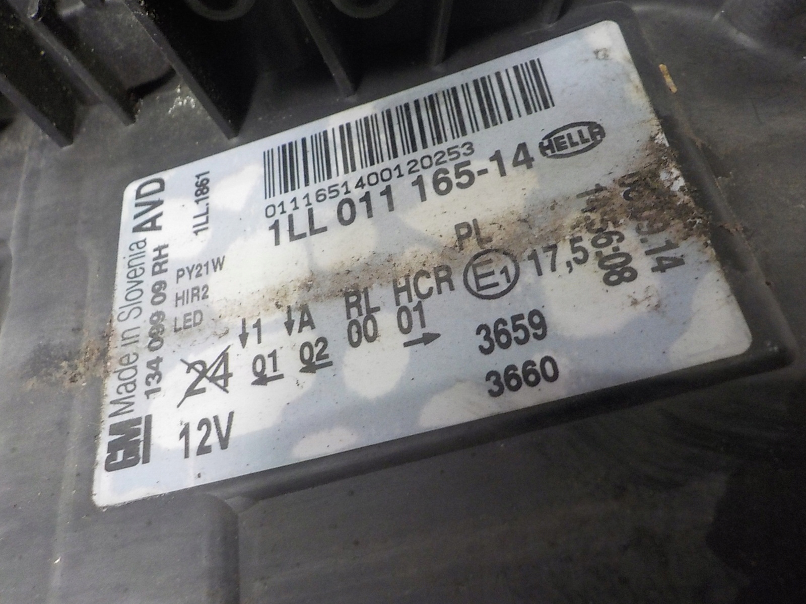 OPEL INSIGNIA A LIFT light right front front 1LL011165-14 UK