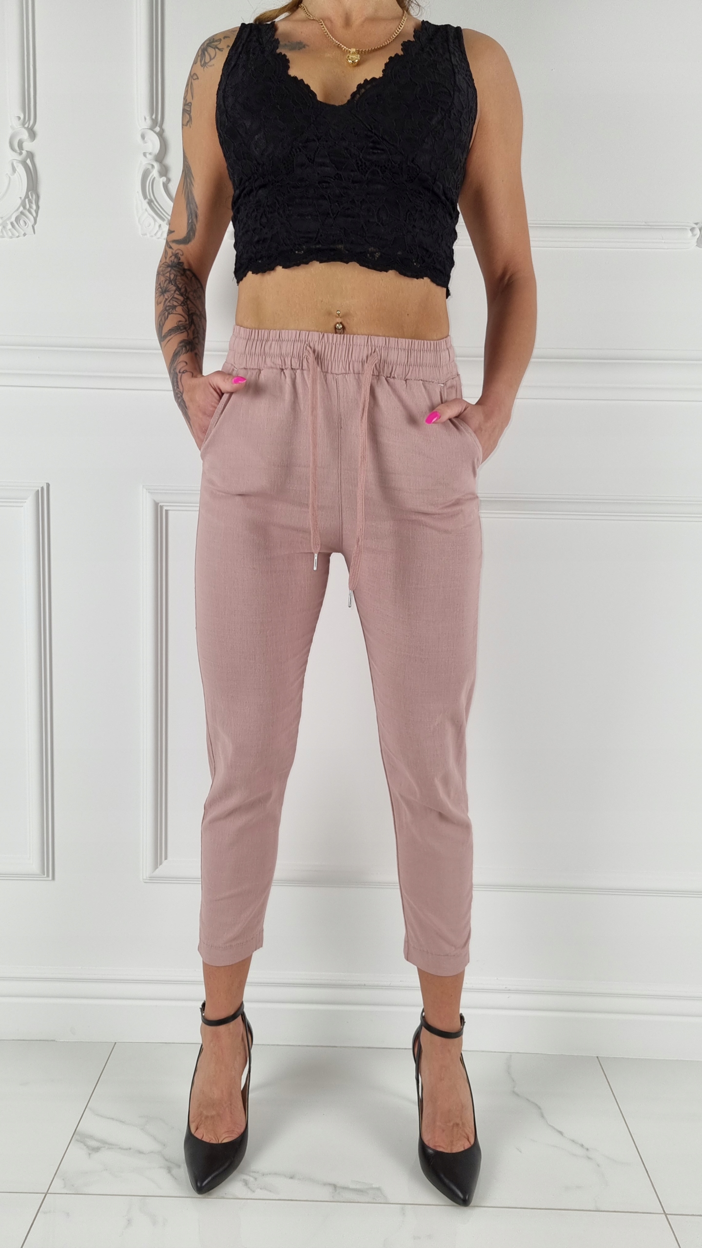 # DAMSKIE SPODNIE GUMKA 7/8 KOLORY - LATO PRZEWIEWNE Plus-Size # Rozmiar XL