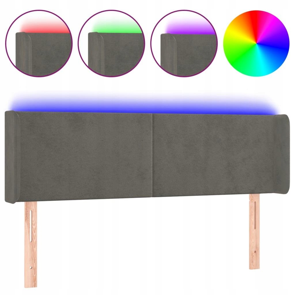 VidaXL Opěrka hlavy do postele s Led, tmavě šedá,