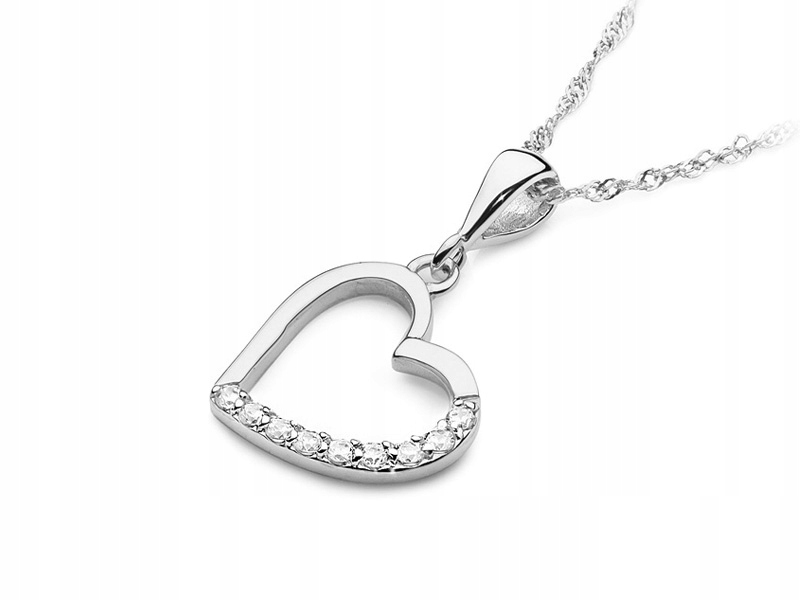 Zlatý přívěsek 585 srdce z bílého zlata přívěsek na řetízek 14k, módní