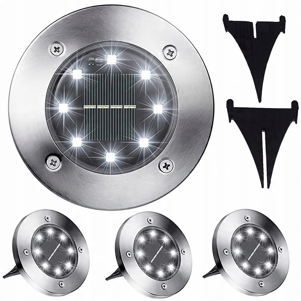 

Lampki Solarne Gruntowe Lampa Ogrodowa 8 Led 4 szt