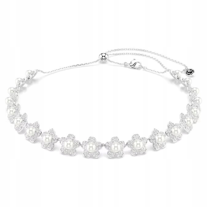 Náhrdelník Swarovski Ariana Grande Květiny Křišťál bílá Perla Ocel