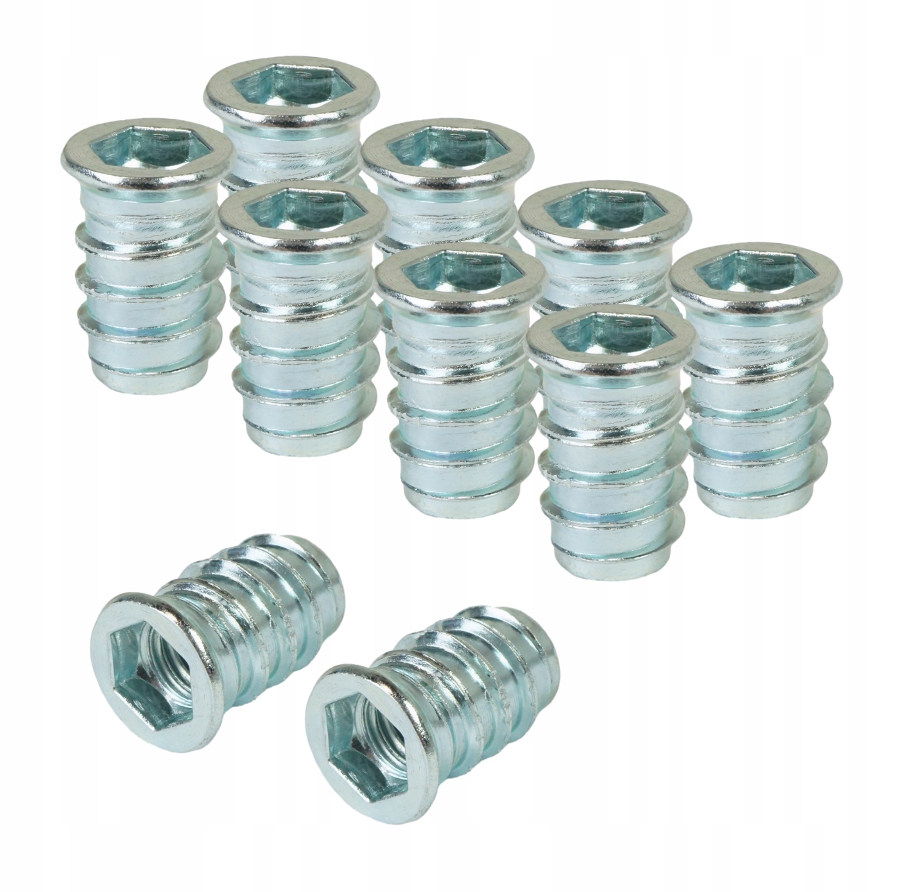 1500 x Nátrubek M8x20 dvouzávitová šroubovací s přírubou, vrut do dřeva