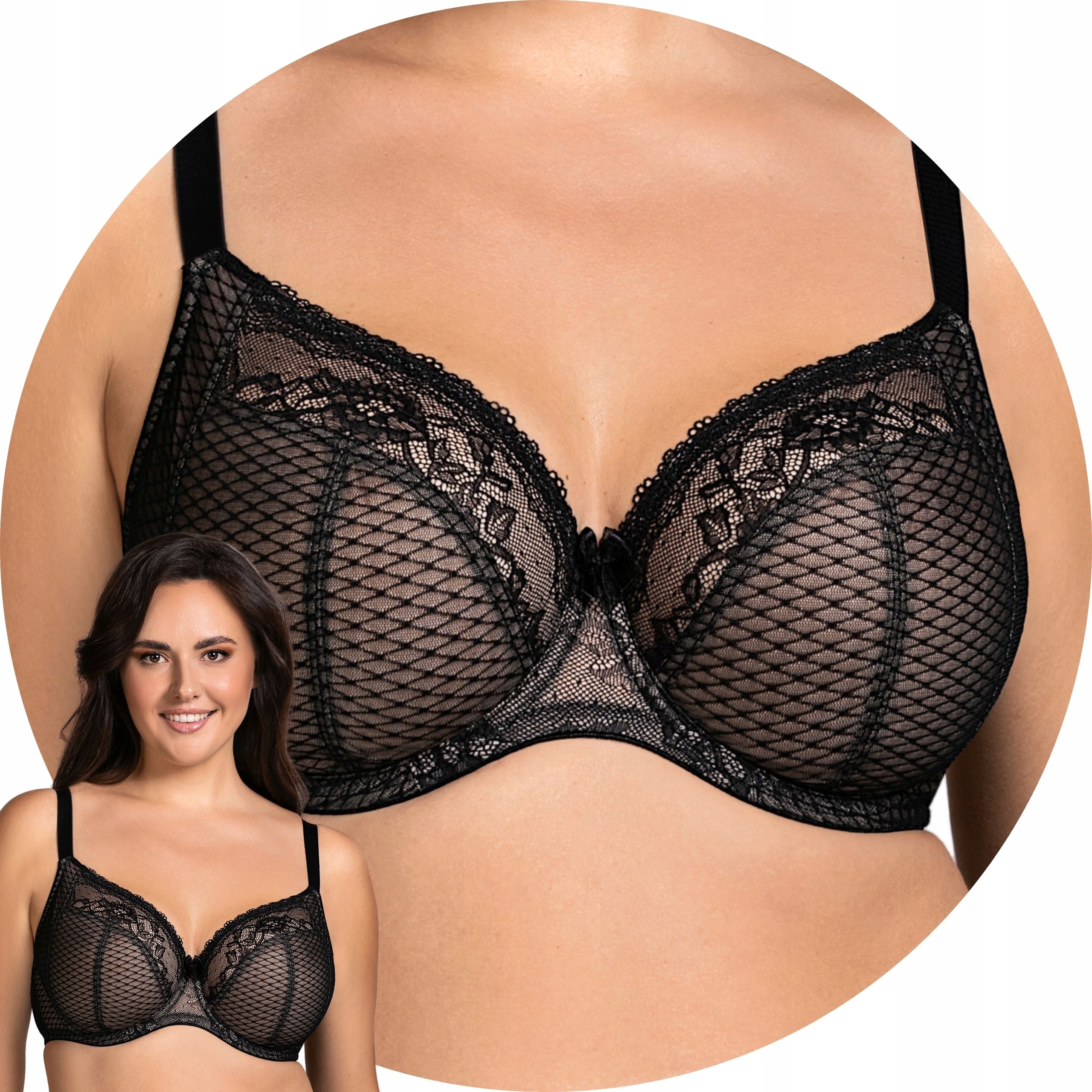 Vivisence 1080 czarny koronka Biustonosz miękki 85I Soft