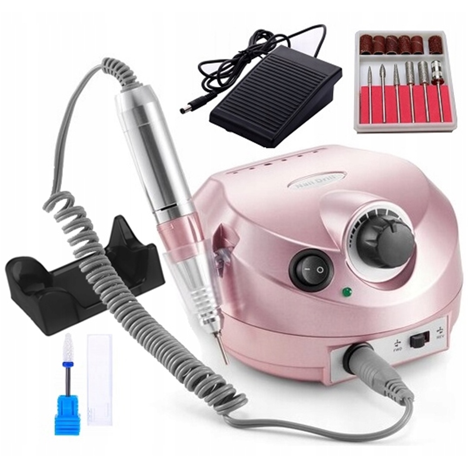 Profesionální Bruska Na Nehty Manikúra 65W Silná 30000RPM Růžová