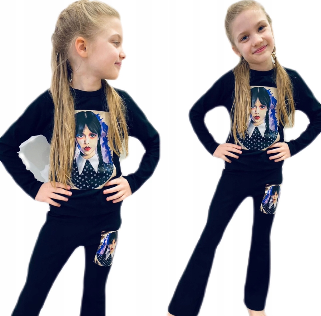 

Komplet dres Wednesday bluzka Dzwony prążek 140