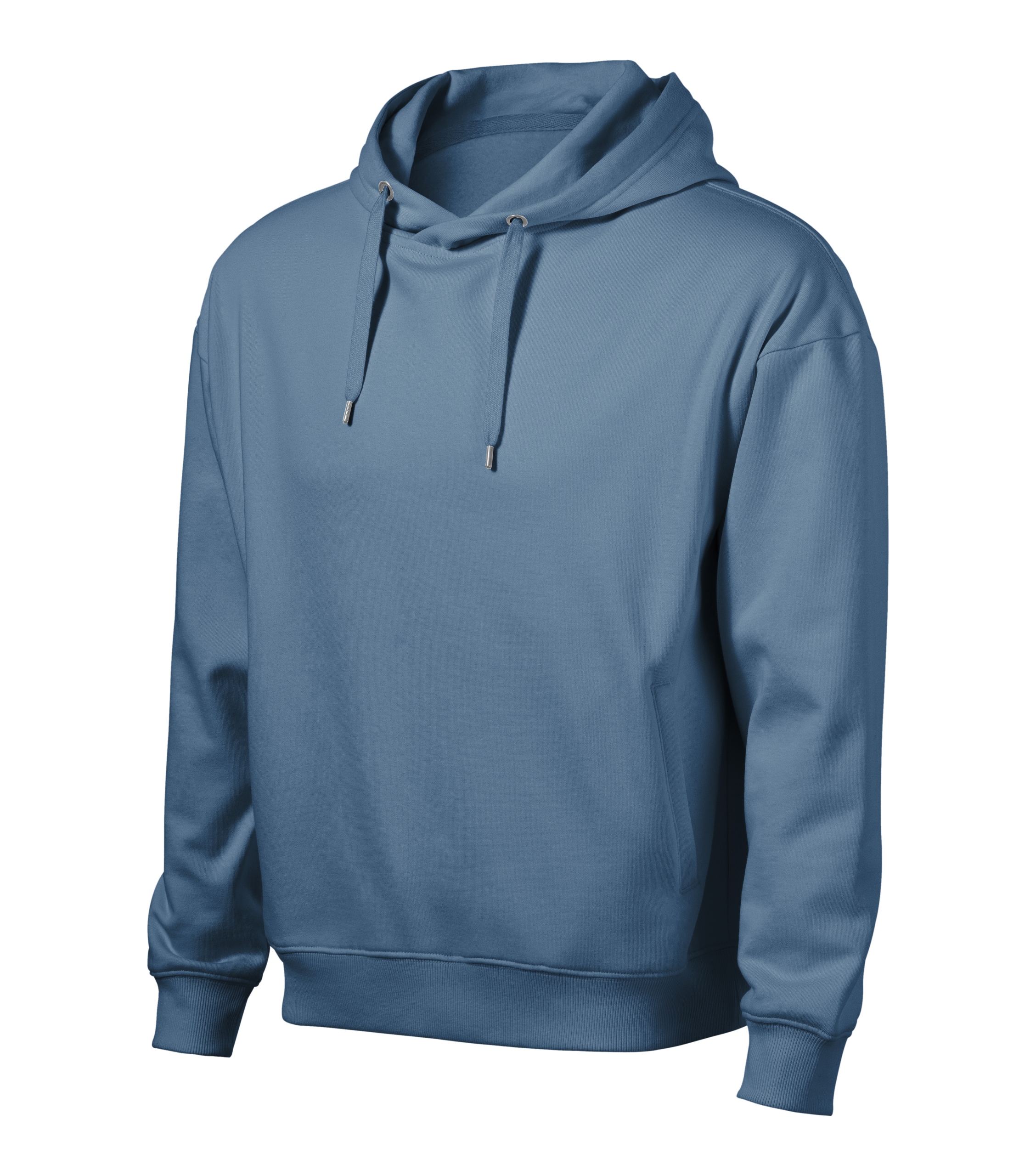 pánská mikina s kapucí denim jeans hladké kapsy klokanka S