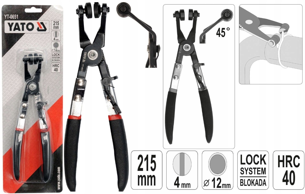 

Szczypce wygięte do opasek rozprężnych YT-0651