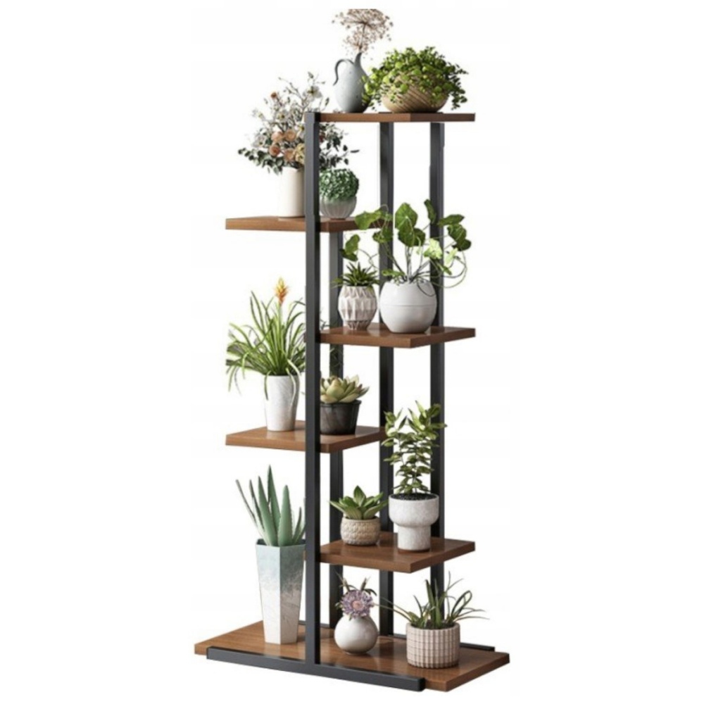 Квіткова підставка для рослин, квіти, металева та дерев'яна, 6 рівнів, 113 см