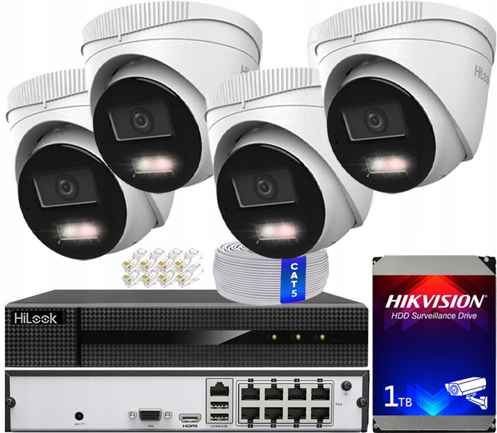 Monitorovací sada 4 kamer Ip 4MPx Hikvision Venkovní rekordér 8xPoE