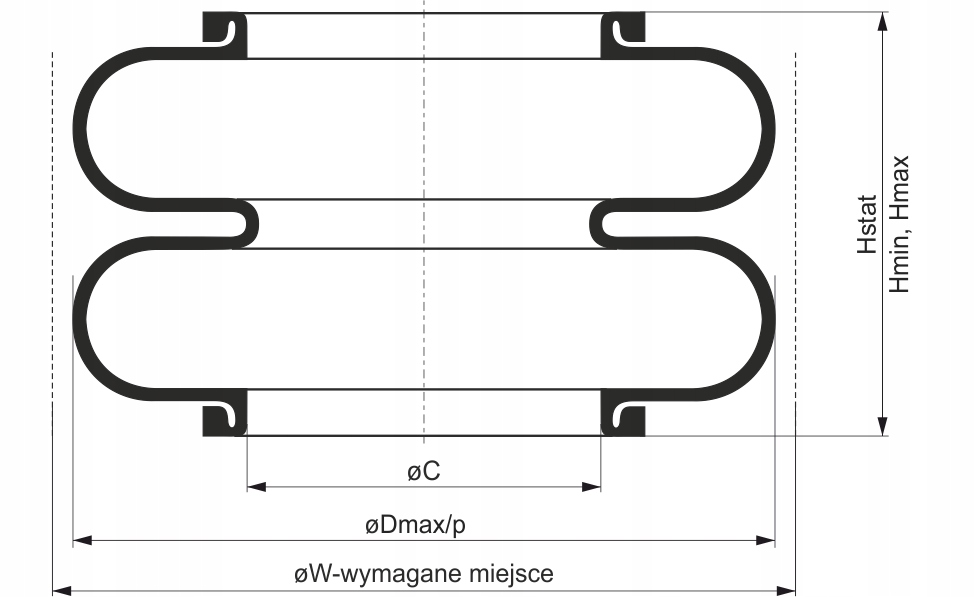 Poduszka pneumatyczna, miech 130x2 guma Rubena 130/2 ORYGINAŁ Numer katalogowy części 6-10170217-000