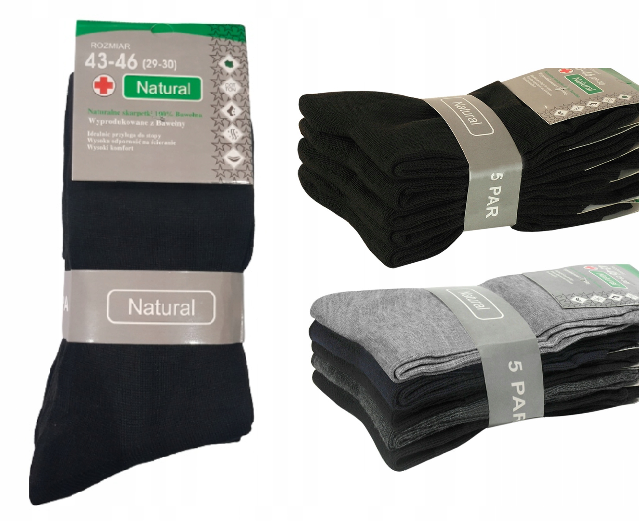 

10x skarpetki Bawełna 100% naturalne Męskie 43-46