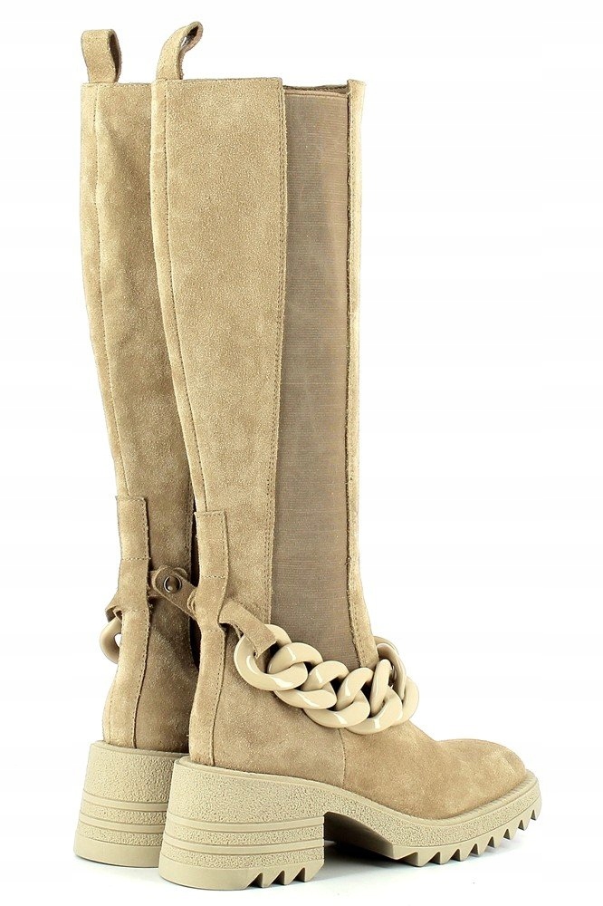 CARINII B7701 KOZAKI OFICERKI SKÓRA ZAMSZ BEŻ 39 Rozmiar 39