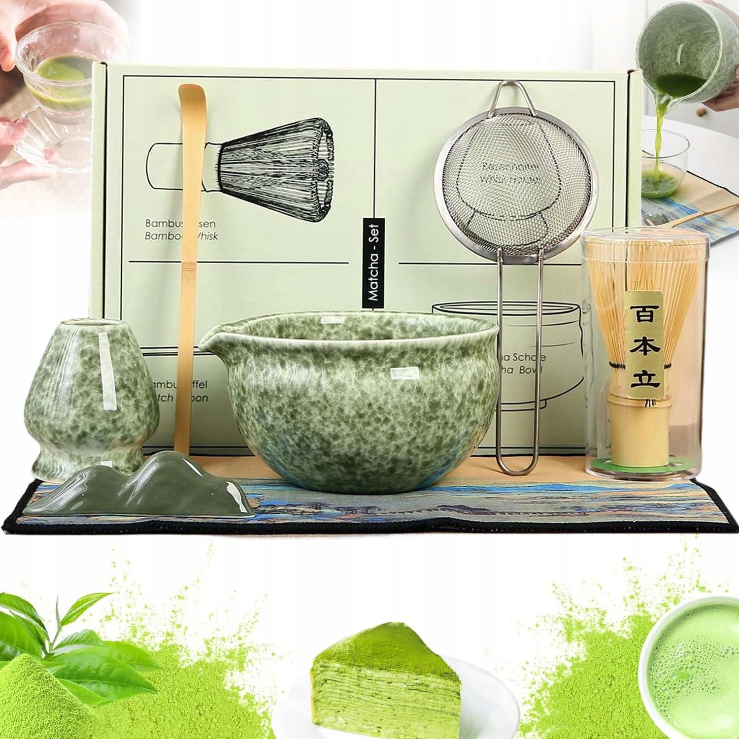 Zestaw Do Herbaty Matcha, Zestaw Mioteł Matcha, Z Trzepaczką Do Matchy 7W1