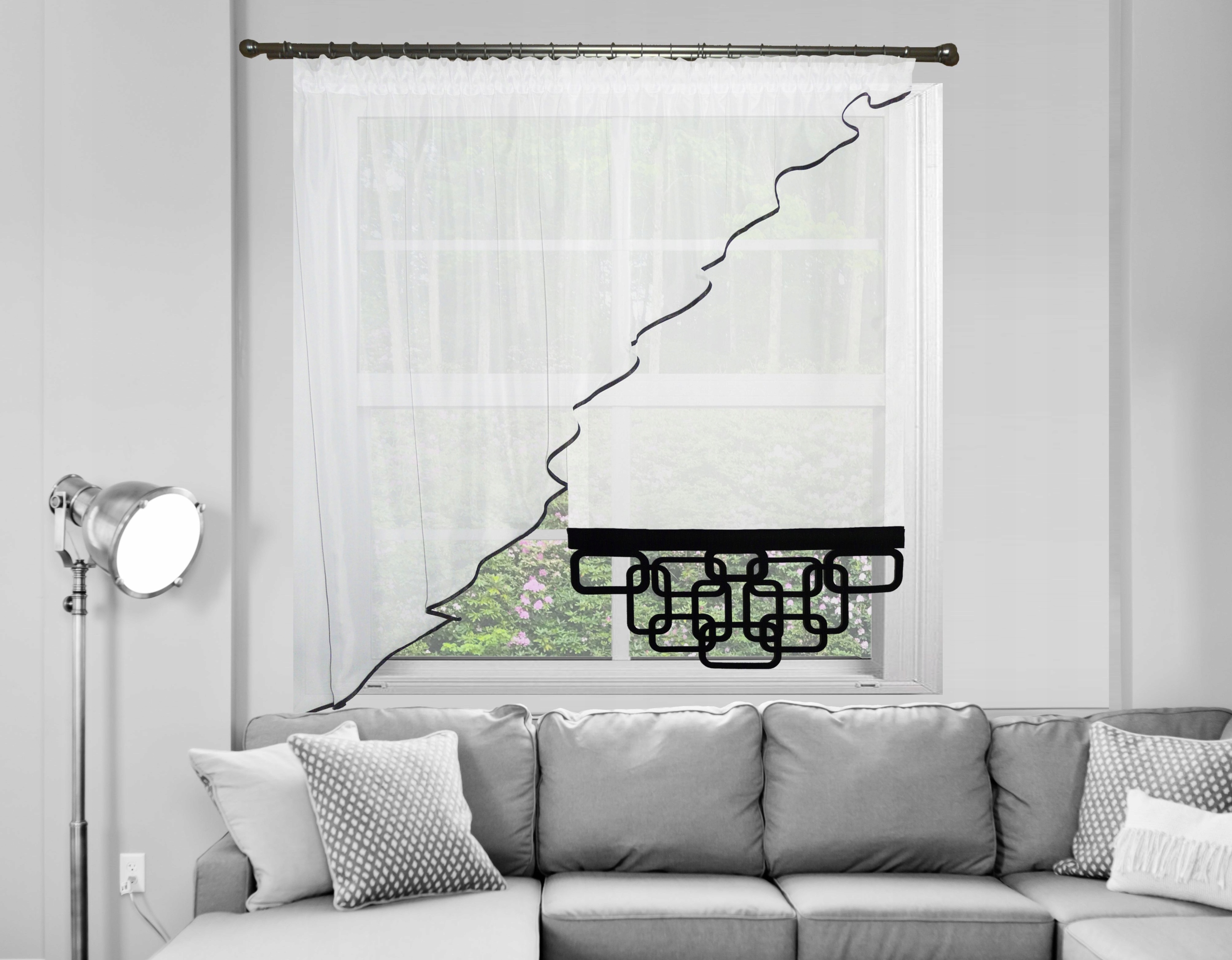 Firany Firanki Ażurowe Panele Woal Ażury 80cm Wzór Materiał woal