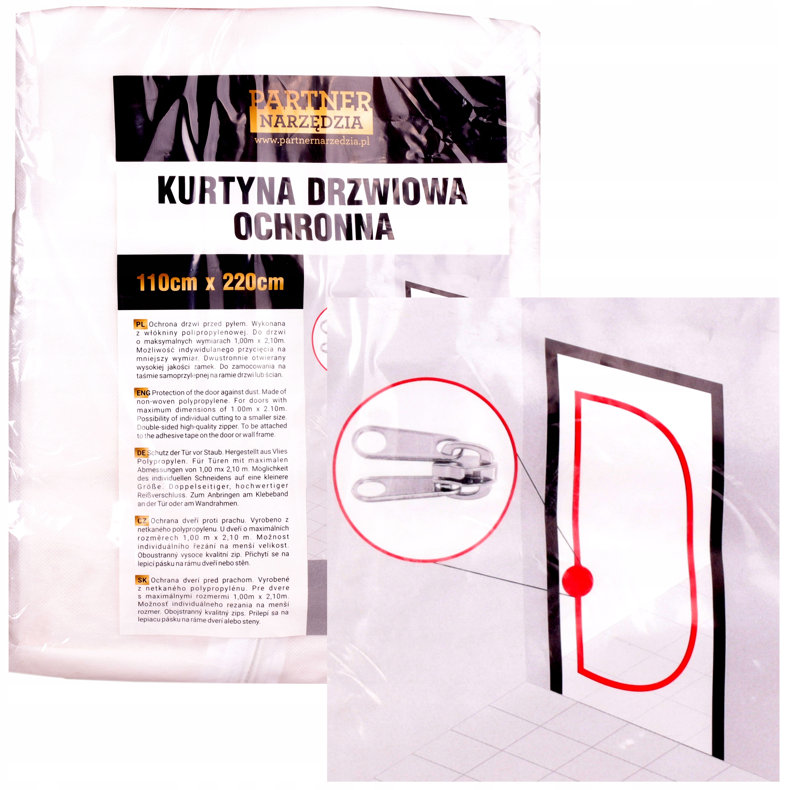 

Drzwi Przeciwpyłowe Kurtyna Foliowa 220x110cm.