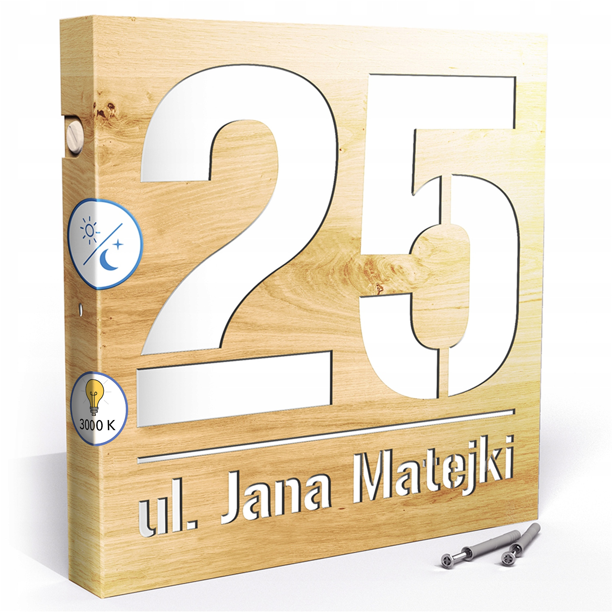 Led tabulka 3000k Číslo na dům 30x30 cm Teplá barva Číslo Led Senzor