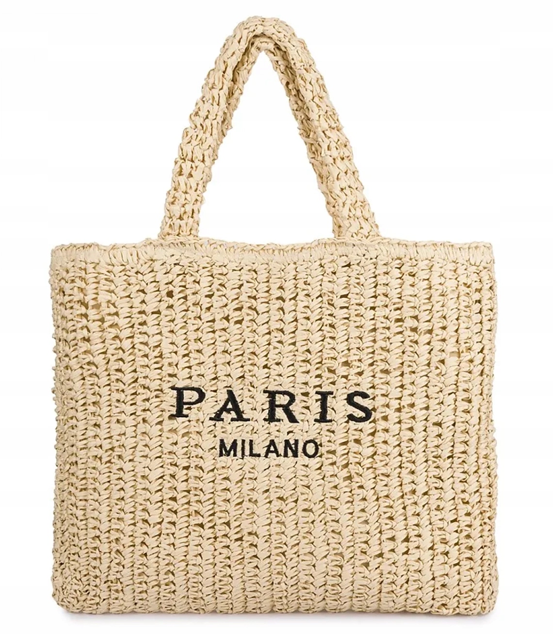 Velká prostorná pletená taška shoperka se zapínáním na zip s nápisem Paris