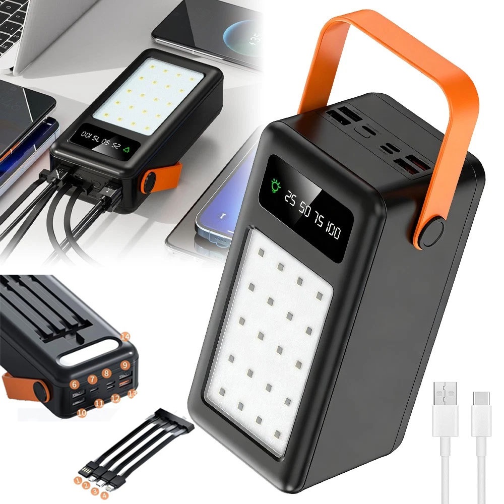 RY-01 Powerbank 50000 MAh Qc Pd Usb-c Szybki Mocny Kable Z Latarką Led