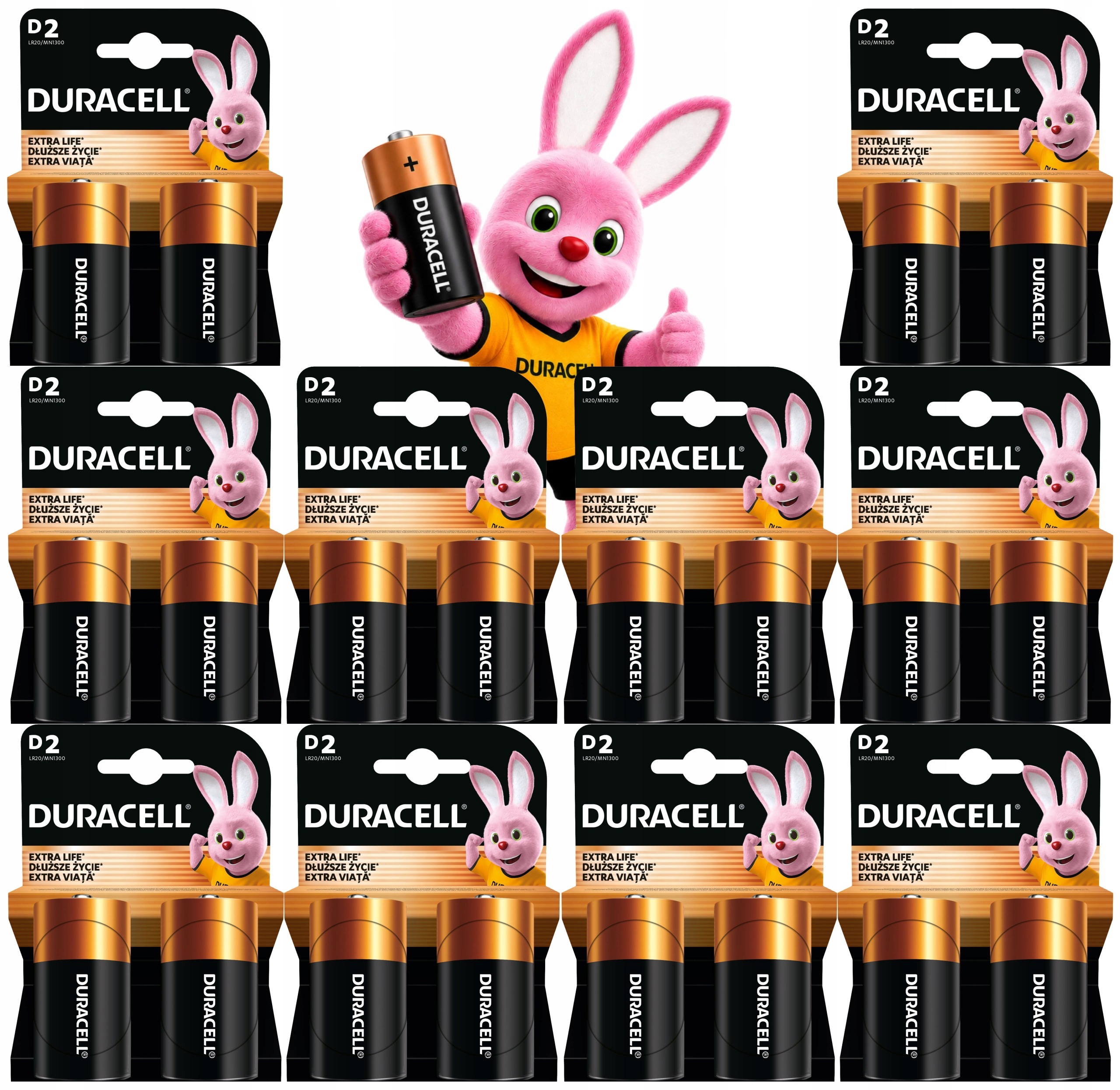 20 x Výkonné Alkalické Baterie D R20 LR20 Originální Duracell