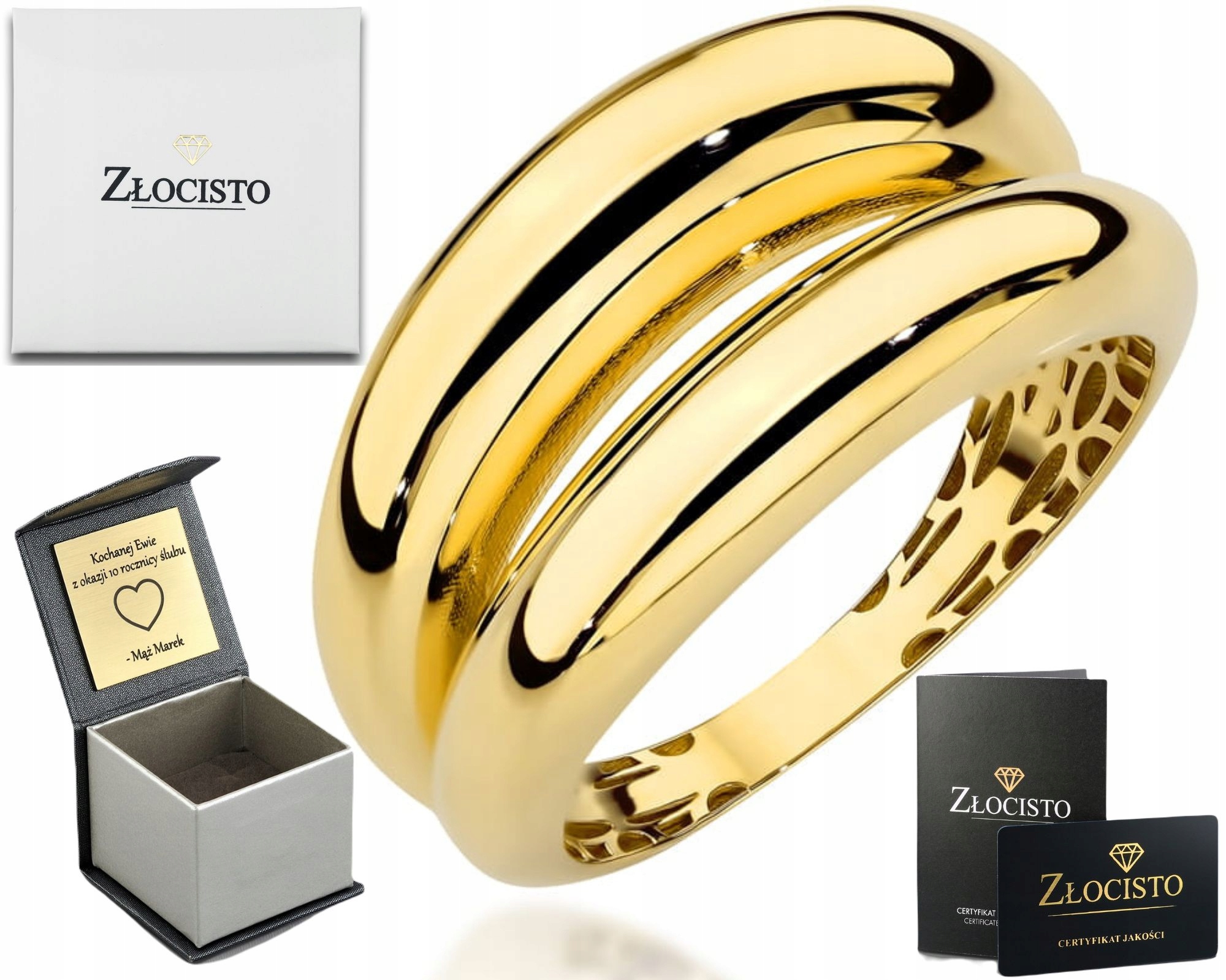 Zlatý Prstýnek Elegantní Dvojitá Lišta Moderní Zlato 585 Jako Dárek