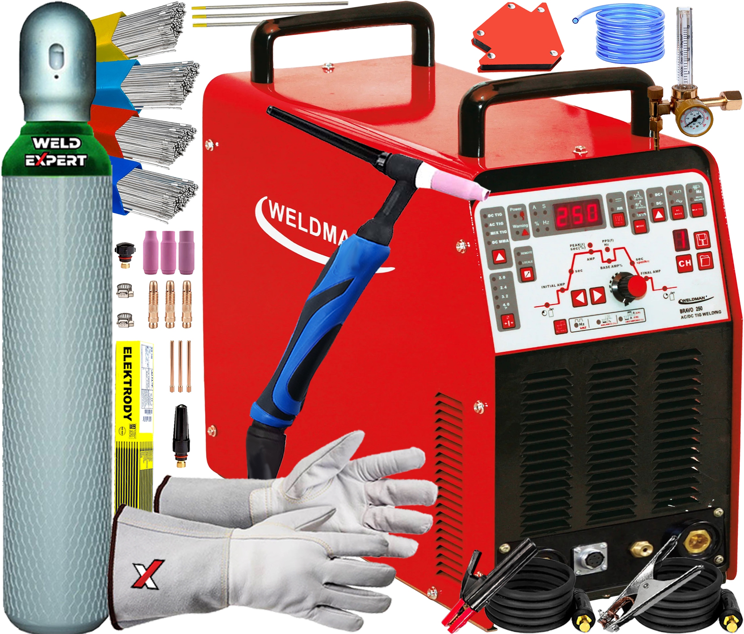 Invertorová Svářečka Weldman Bravo Tig 250 Ac/dc Hf Puls Bod Mma Paměť