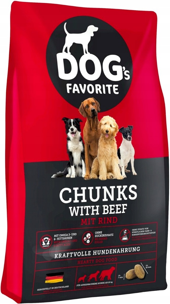 Happy Dog Dogs Favorit Chunks with Beef wołowiną 15 kg dla psa