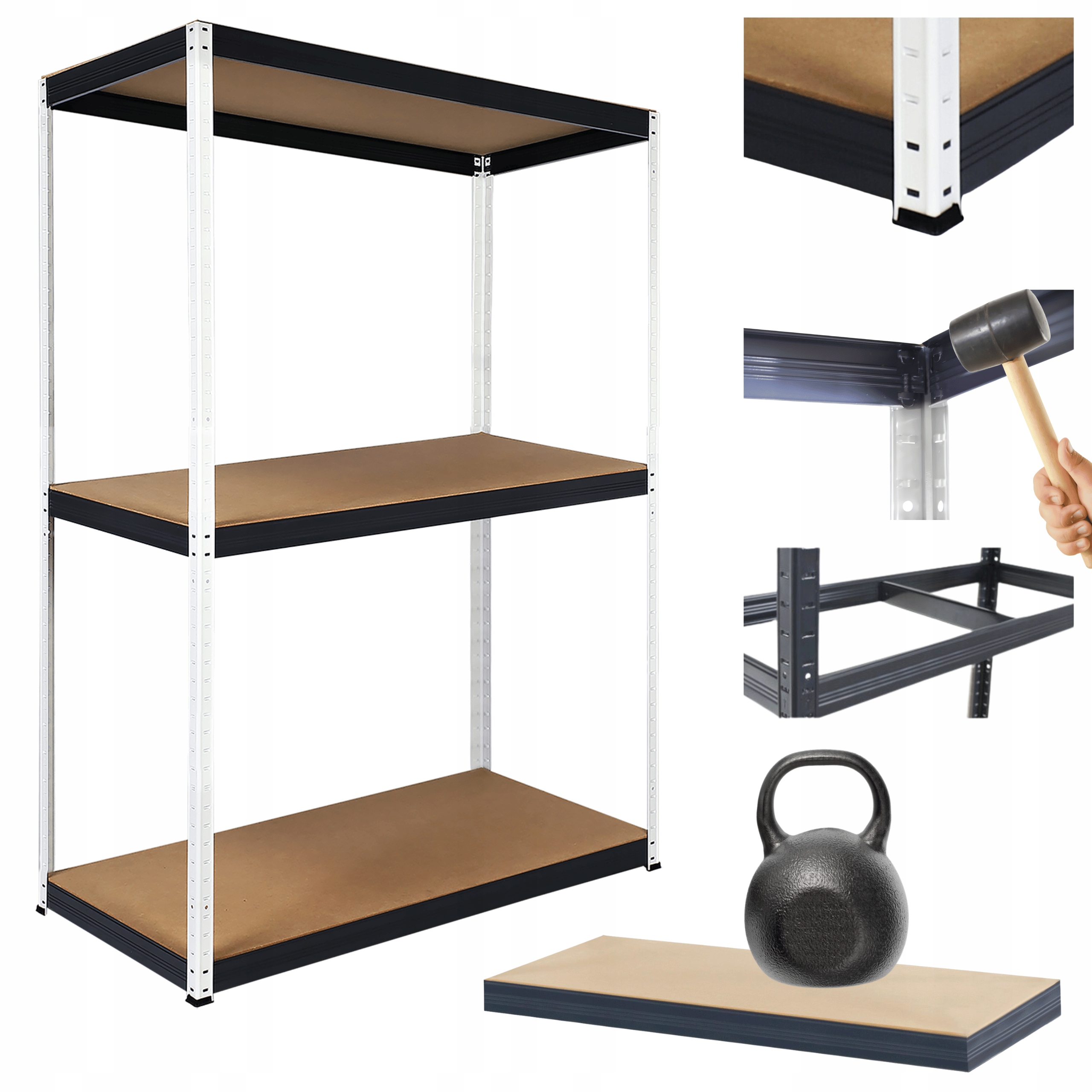 Kovový skladový regál a stojan Helios 90x75x30 cm 3Px175 kg