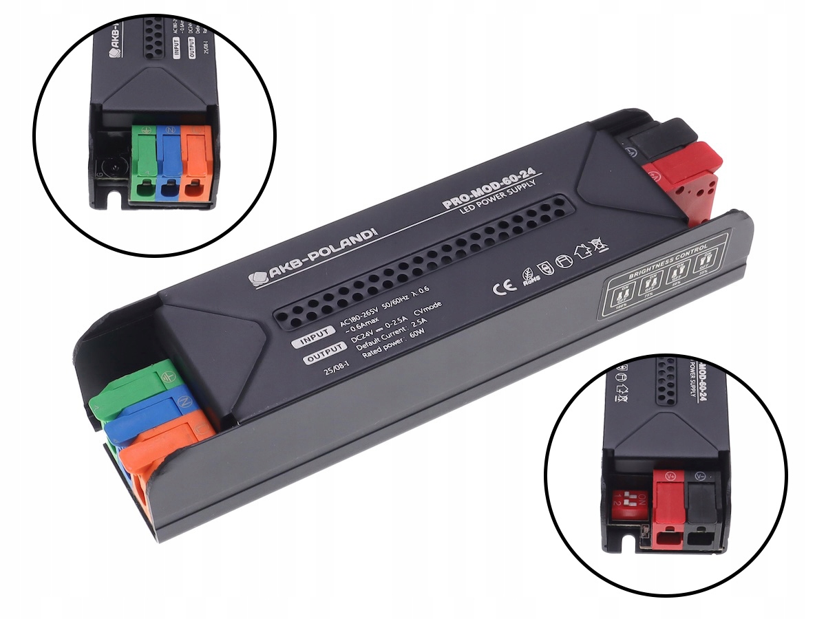 ZASILACZ 24V MONTAŻOWY ŚCIEMNIACZ Do Taśma LED PRO-MOD PREMIUM 60W 2,5A