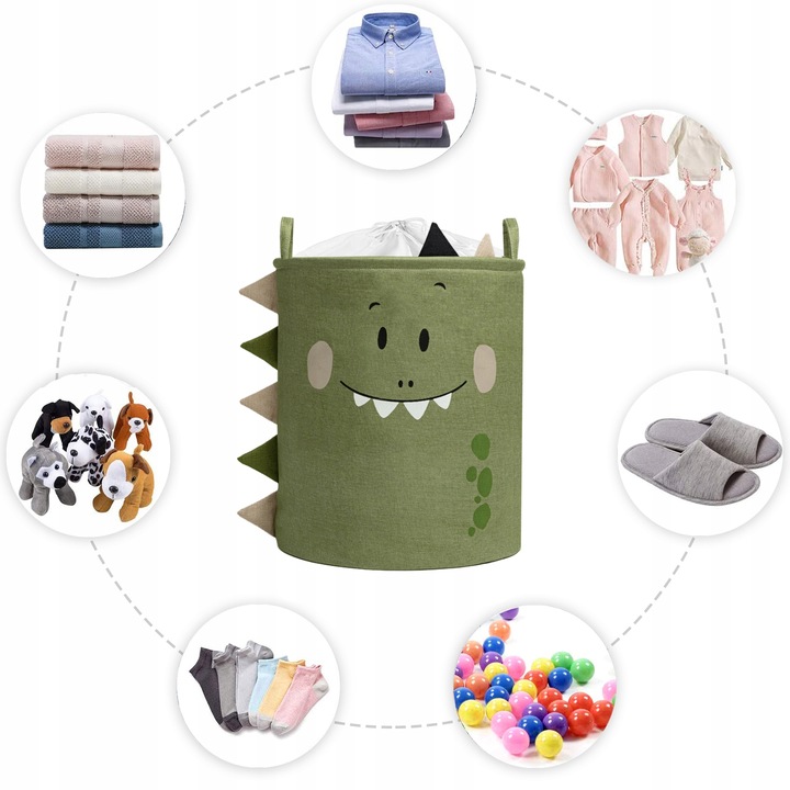 KOSZ NA ZABAWKI ZAMYKANY DUŻY POJEMNIK ORGANIZER DINO PREMIUM XXL 63l Wysokość mebla 50 cm