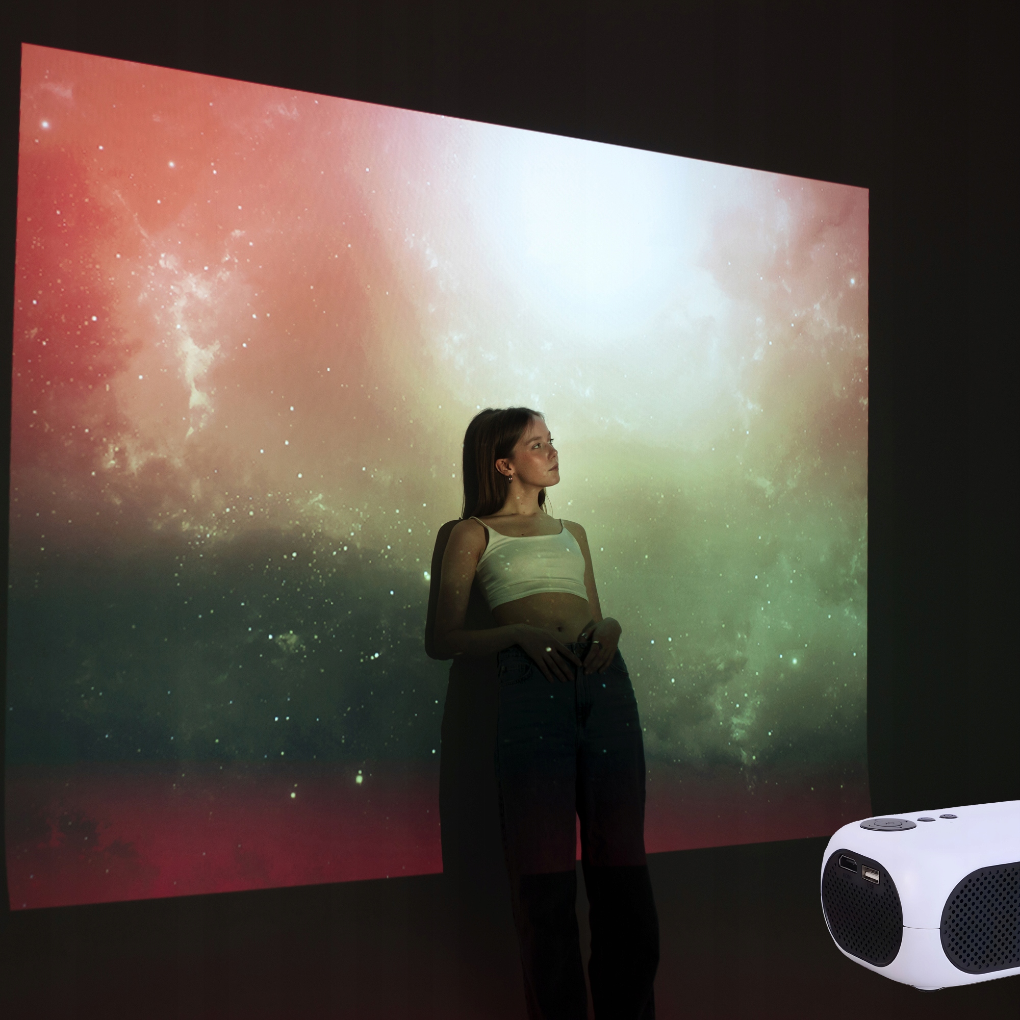 Rzutnik Mini Projektor Przenośny Wysoka Jakość Wyświetlanego Obrazu Full HD Jasność lampy (ANSI) 1200 lm