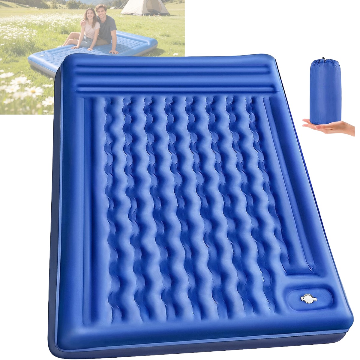 Kempingová karimatka dvojitá matrace dvoumístná samonafukovací 12.5 cm 2 os