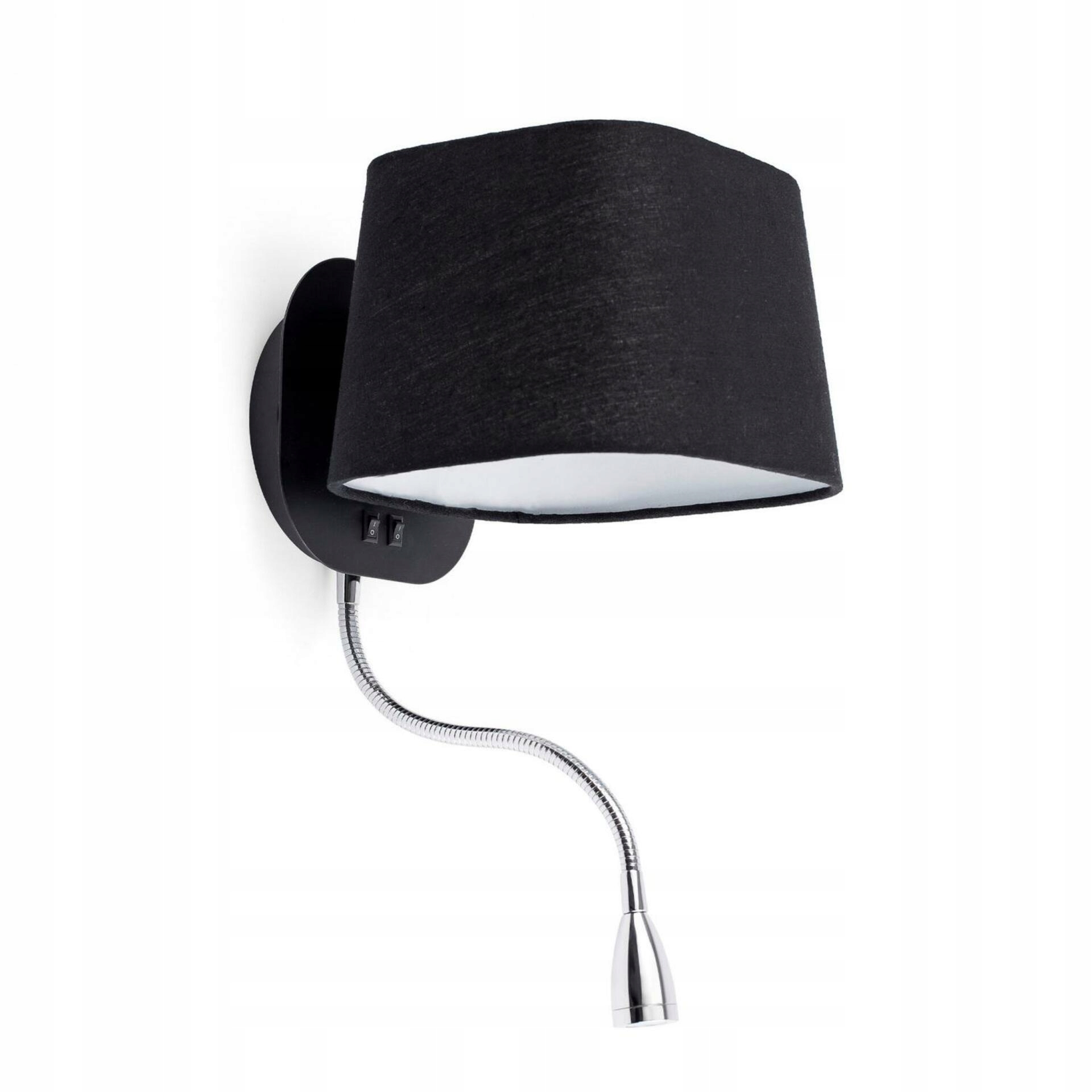 Faro Sweet čierna nástenná lampa s čítacou Led lampičkou, flexibilné rameno