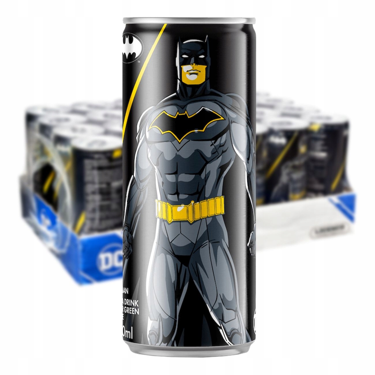 Levně Sada Plechovka Sycený Nápoj s příchutí kyselého jablka Batman 250 ml 24 ks