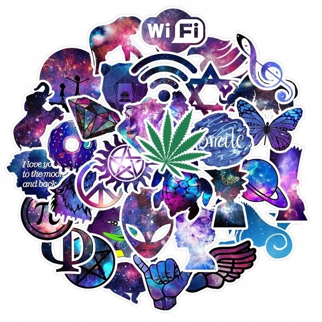 NAKLEJKI WODOODPORNE STICKER MIX KOSMICZNE 35 szt