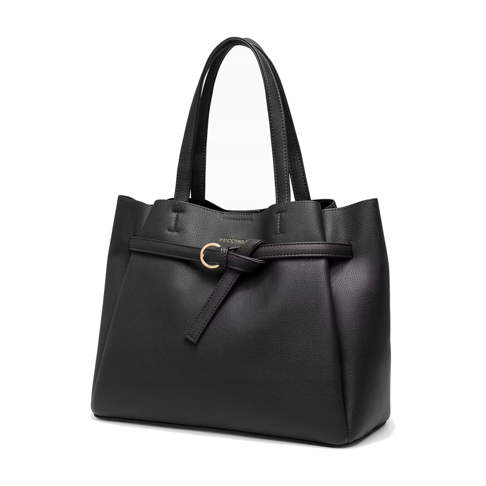 Černá shopper kabelka Puccini BK2251030D-1 velká A4 přes rameno, ekokůže