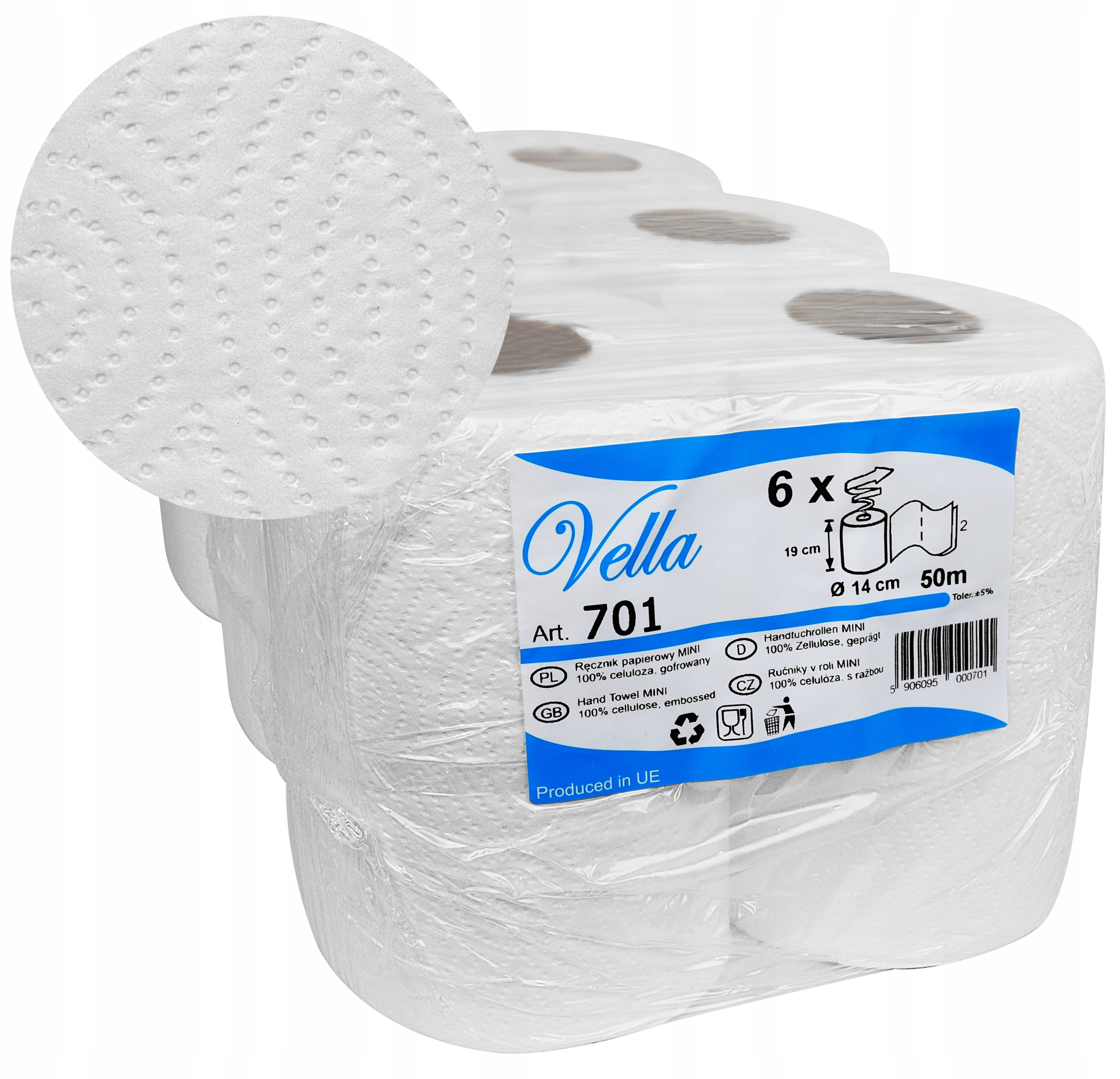 

Ręcznik papierowy celuloza 50m 2warstwy 6szt Vella