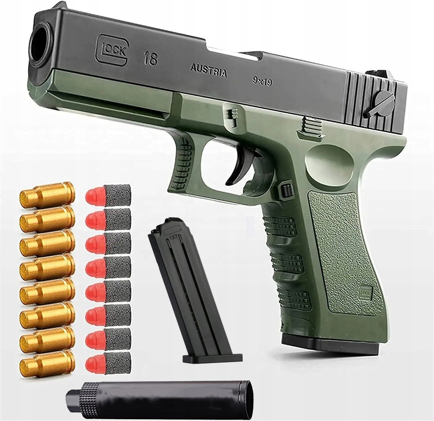 Pistolet MIĘKKA PIANKA ZABAWKA BULLET GUN, WYRZUTEM POWŁOKI