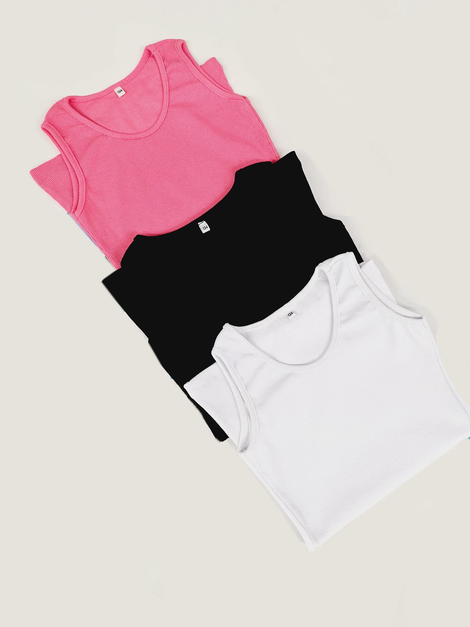 Koszulka top prążki szerokie ramiączka biały 158 Płeć dziewczynki